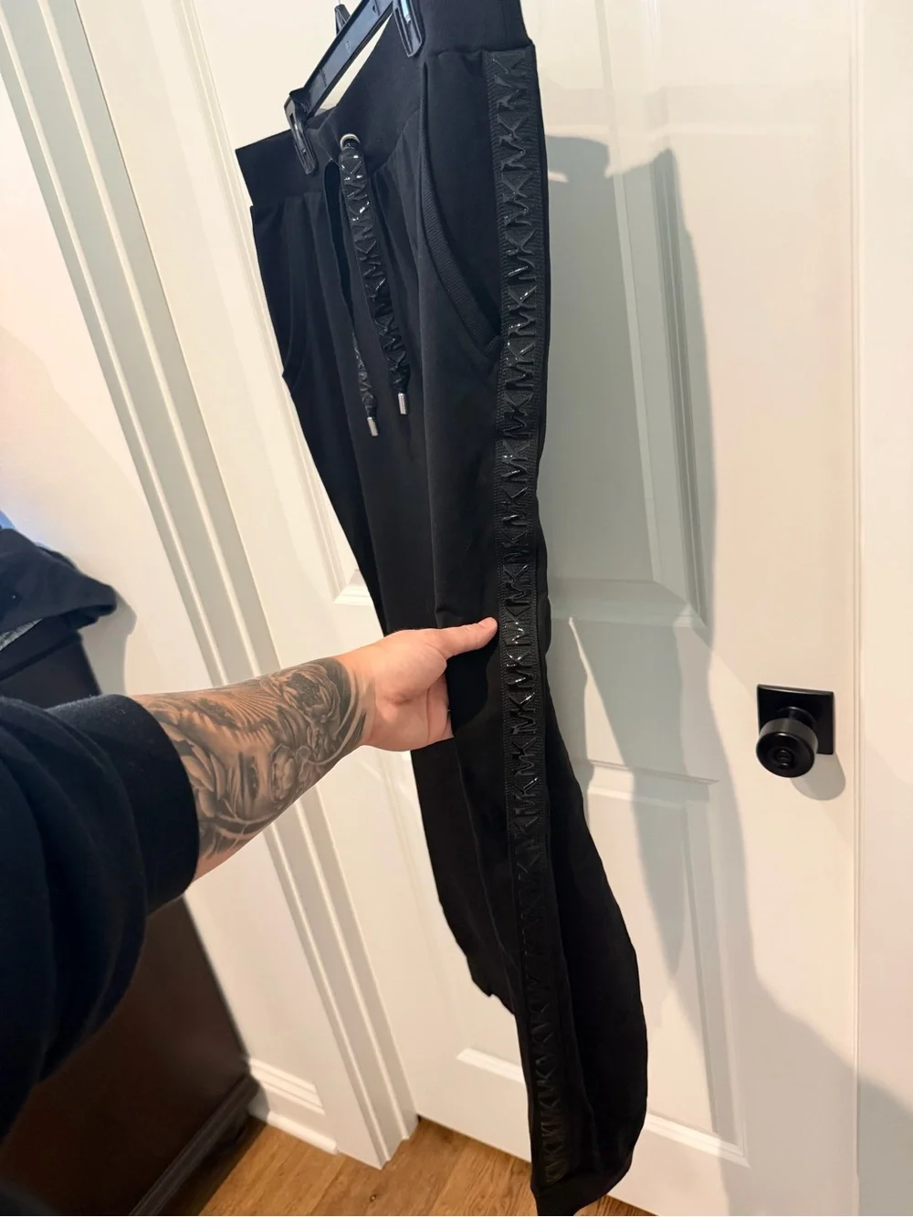 Micheal Kors Black Jogger Pants with Side Trim